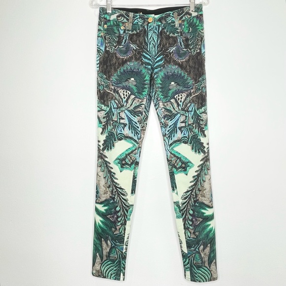 Roberto Cavalli Pants - Roberto Cavalli Printed Jeans Green/Brown Size 40IT or 4US